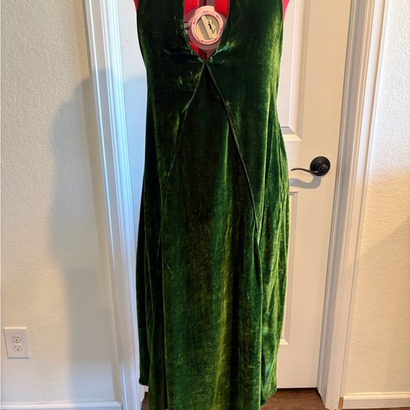 Free People Green Velvet Halter Dress - Picture 2 of 5